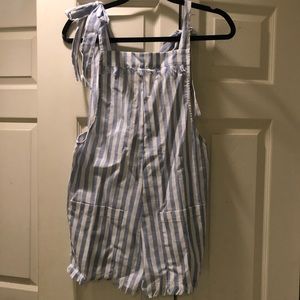 Blue and white stripe playsuit